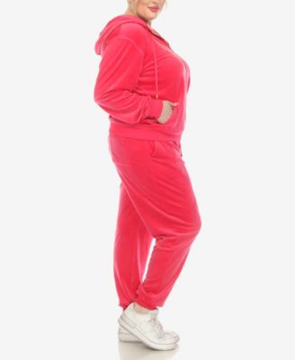 Plus Size Velour Tracksuit Loungewear 2pc Set