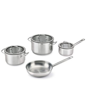 BergHOFF GEM 3Pc Downdraft 18/10 Stainless Steel Fry Pan Set, Black Handles