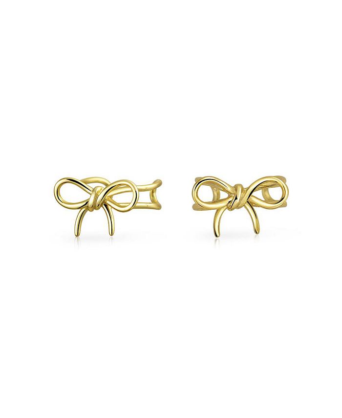 Bling Jewelry Simple Dainty Bow Ribbon Cartilage Ear Cuffs Clip Wrap Helix Earrings Pair Non Pierced Ear Gold Plated Sterling Silver Macy s
