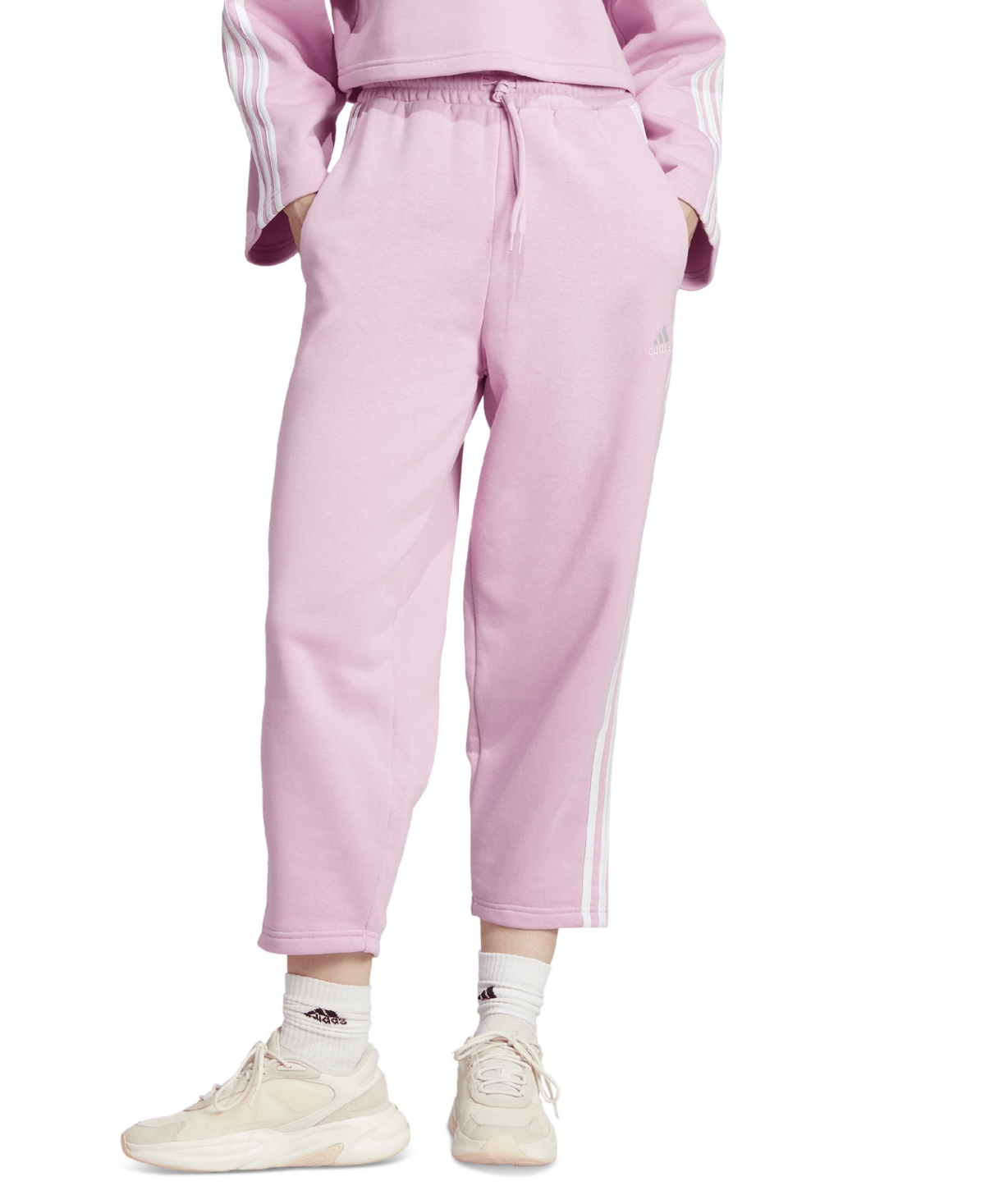 Adidas Originals Women's 3-stripes Open Hem Fleece Joggers In Bliss Lilac,white