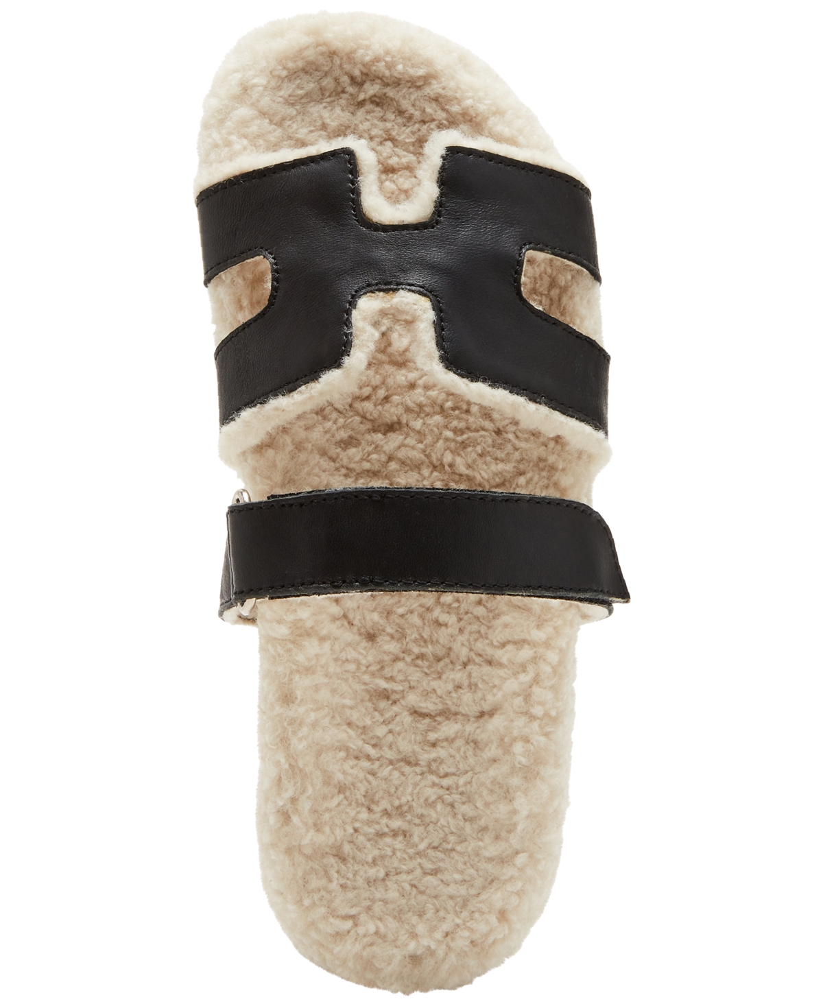 Steve Madden Women's Mayvn-f Strappy Footbed Slide Sandals -Cream Shearling