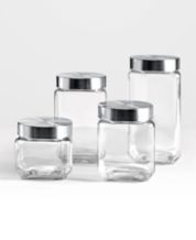 4 oz Clear Glass Tall Borosilicate Jar with Bamboo Lid (6 Pack)