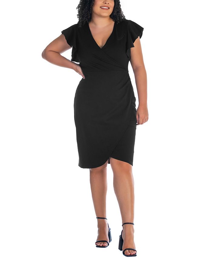 24seven Comfort Apparel Plus Size V-neck Knee Length Dress - Macy's