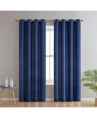 Jefferson Faux Silk Semi Sheer Light Filtering Microfiber Lined Grommet Lightweight Window Curtain Panels, Set of 2