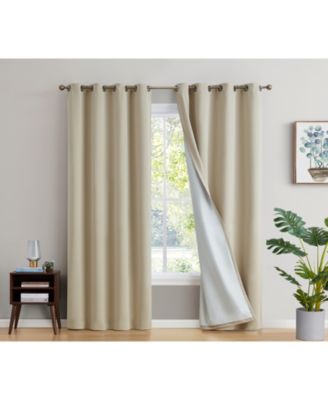Dakota 100% Complete Blackout Lined Drapery with Double Layer Thermal Insulated Energy Efficient Window Curtain Grommet Panels, Set of 2