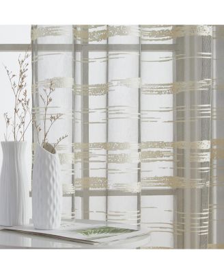 Broadway Stripe Decorative Semi Sheer Light Filtering Grommet Window Treatment Curtain Drapery Panels for Bedroom & Living Room - Set of 2 Panels