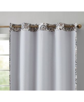 Amalfi Paisley Faux Silk 100% Blackout Room Darkening Thermal Lined Curtain Grommet Panels for Bedroom - Energy Efficient, Complete Darkness, Noise Reducing - Set of 2