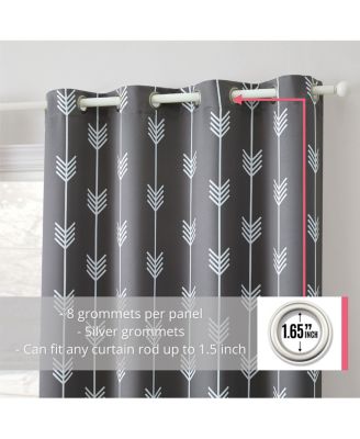 Arrow Printed Privacy Blackout Energy Efficient Room Darkening Thermal Grommet Window Curtain Drape Panels for Bedroom - Set of 2