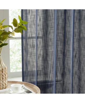 Linda Faux Linen Textured Semi Sheer Privacy Light Filtering Transparent Window Rod Pocket Thick Curtains Drapery Panels, Set of 2