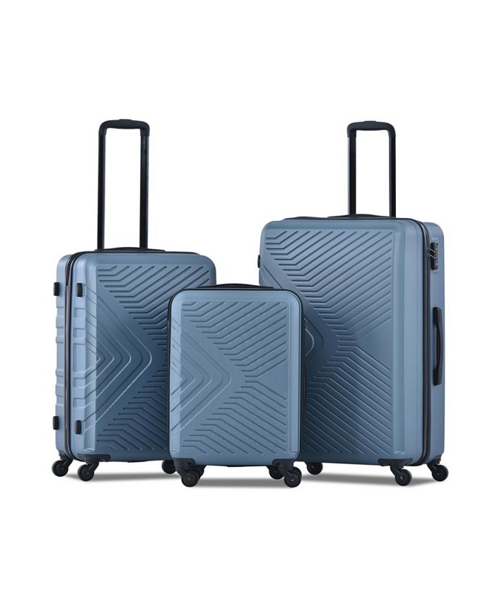 3 Piece Luggage Sets ABS Lightweight Suitcase with Two Hooks, Spinner Wheels, TSA Lock, Gray (20/24/28)