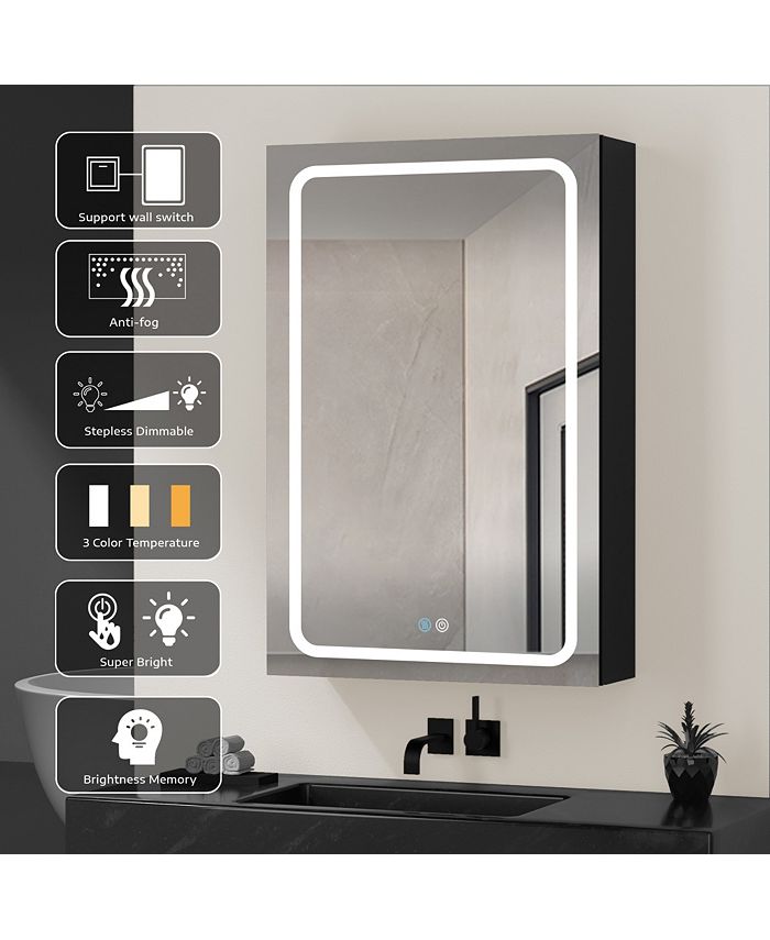 Simplie Fun 40x30 Inch LED Bathroom Medicine Surface Mount