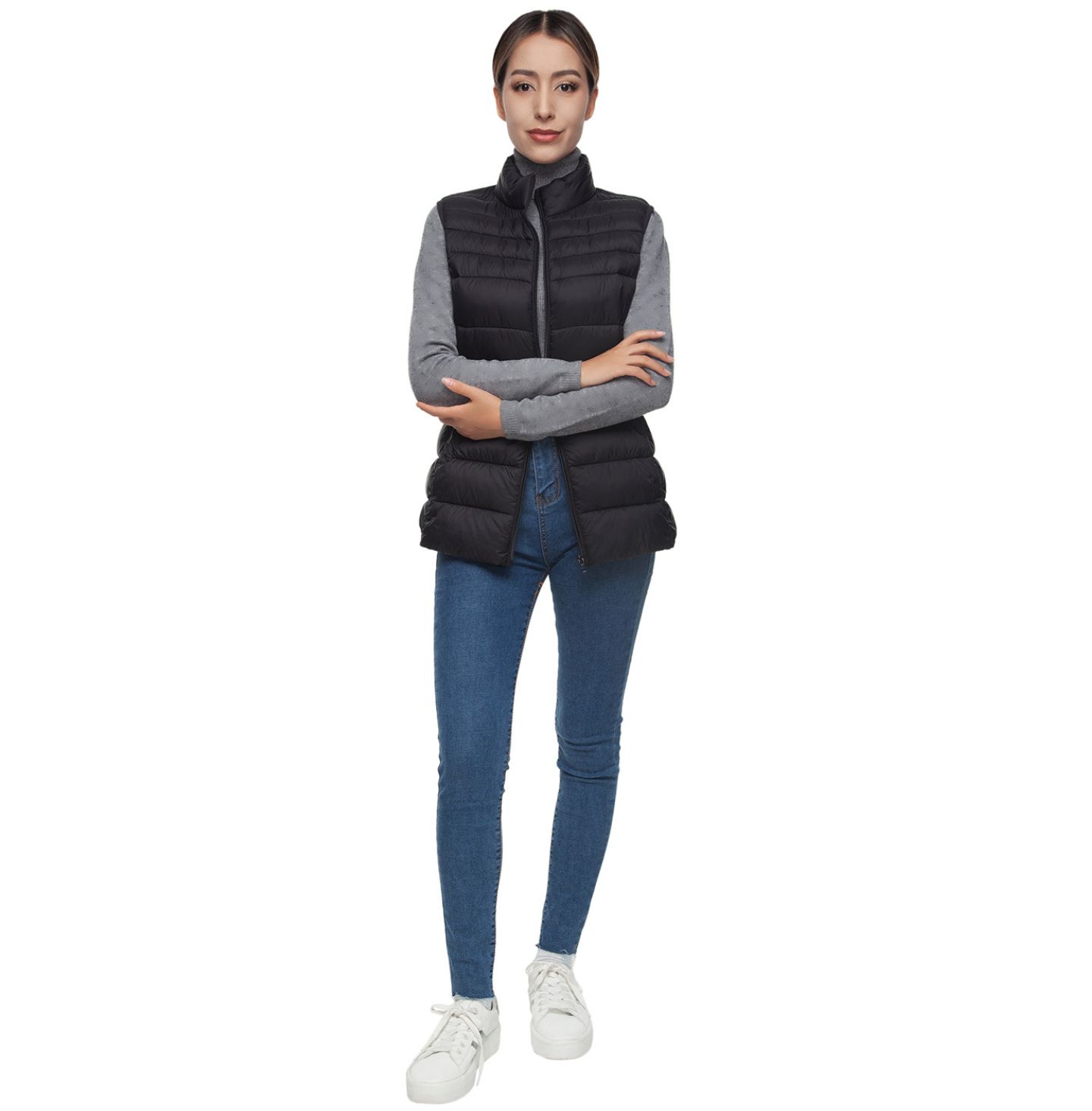 Женский жилет Rokka&Rolla Lightweight Puffer Vest, цвет: Чёрный — фото 3