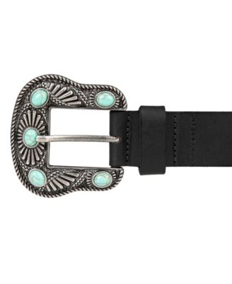 Lucky Brand Women's Turquoise Studded Western Buckle Belt