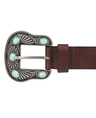 Women's Turquoise Studded Western Buckle Belt