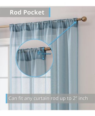 Lauren Semi Sheer Light Filtering Transparent Pocket Top & Back Tab Lightweight Window Curtains Drapery Panels Bedroom & Living Room, 2 Panels