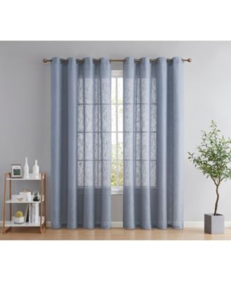 Abbey Faux Linen Textured Semi Sheer Privacy Sun Light Filtering Transparent Window Grommet Long Thick Curtains Drapery Panels for Bedroom & Living Room, 2 Panels