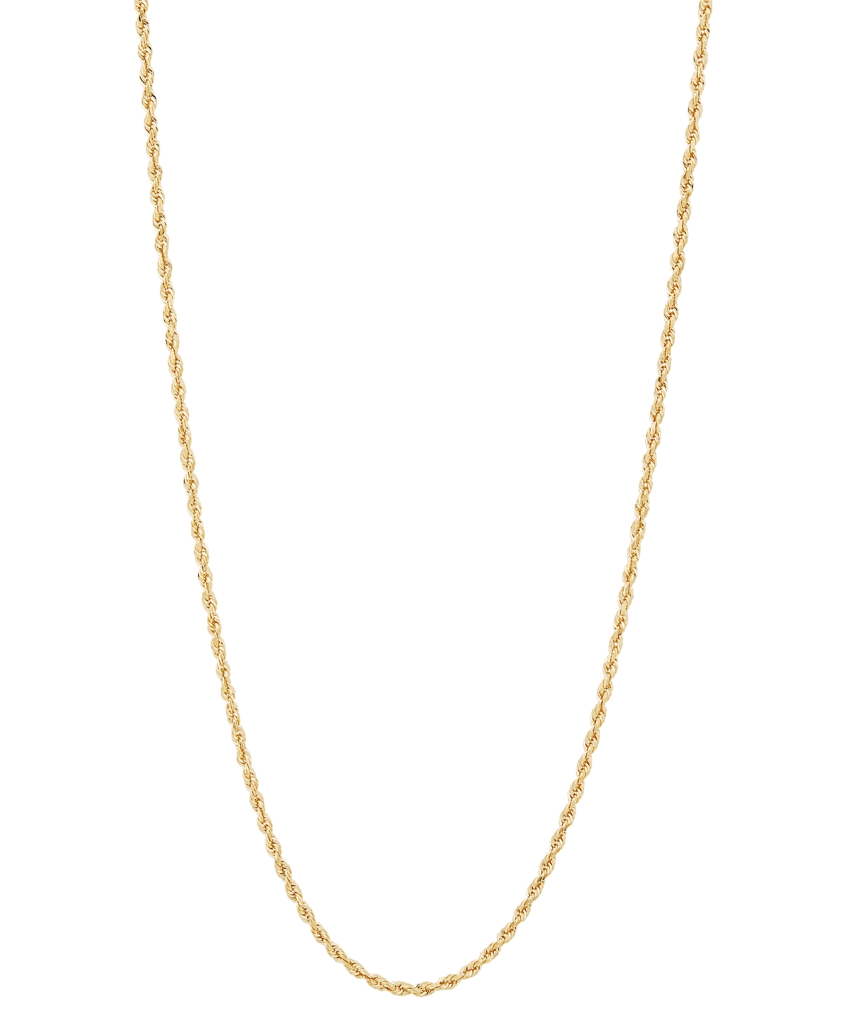 Macy's Glitter Rope Link 22" Chain Necklace (1-3/4mm) In 10k Gold In Yellow Gold