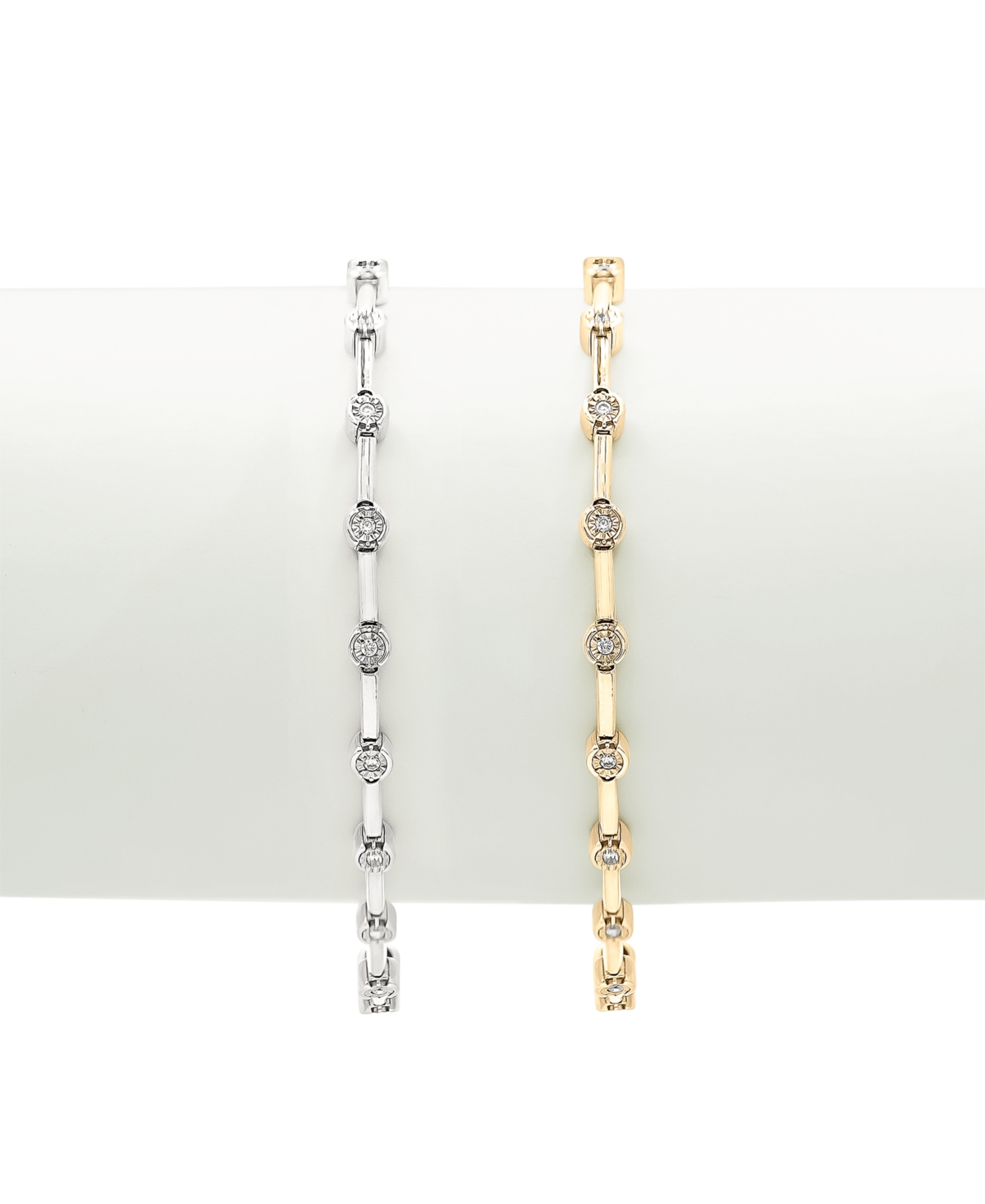 Shop Macy's Diamond Bar Link Bracelet (1/2 Ct. T.w.) In 10k Gold In White Gold