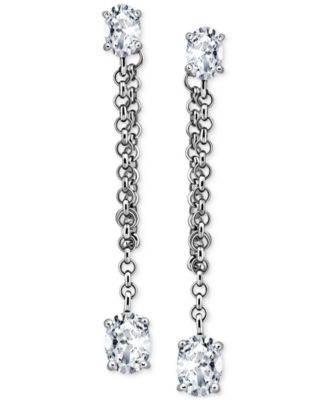 Cubic Zirconia Chain Oval Drop Earrings in Sterling Silver, Created for Macy's