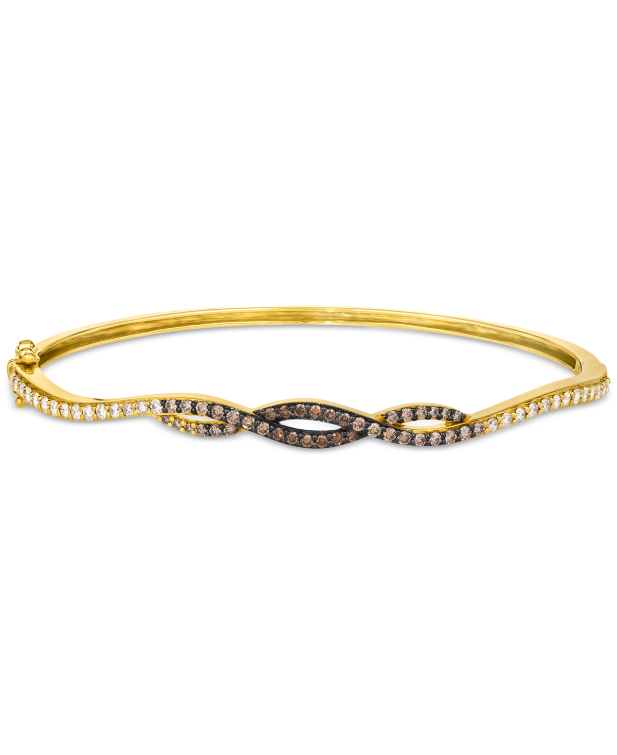 Ombre Chocolate Ombre Diamond Crossover Bangle Bracelet (1 ct. t.w.) in 14k Gold - K Honey Gold Bangle