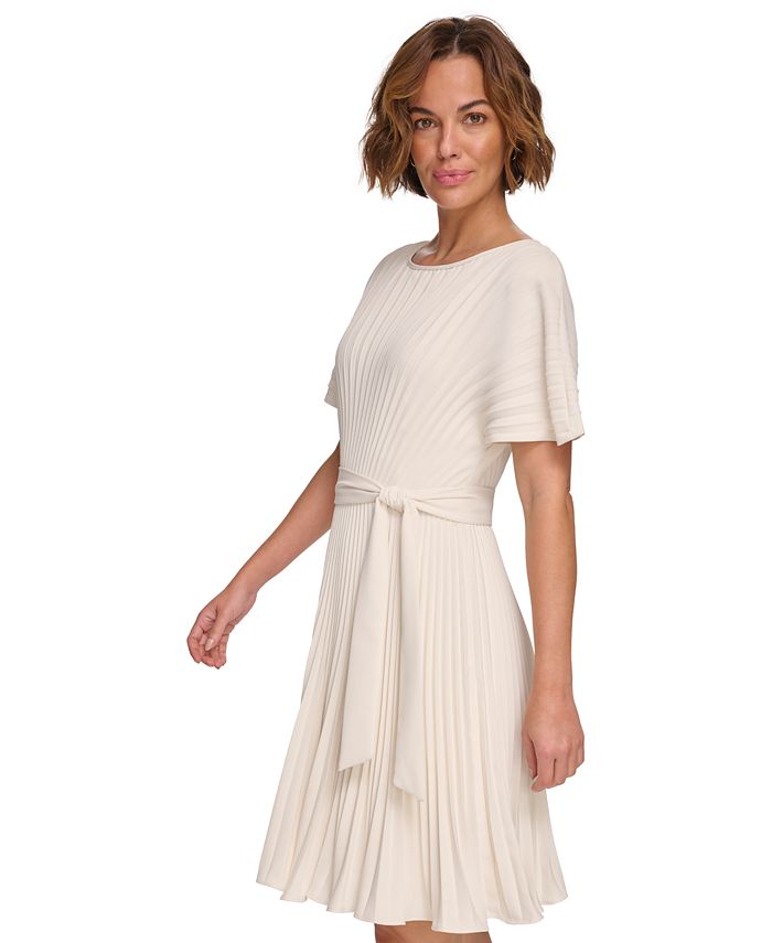 Sunburst fan 2025 faux wrap dress