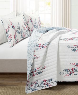 Mirabelle Watercolor Floral Reversible 3 Piece Quilt Set, King
