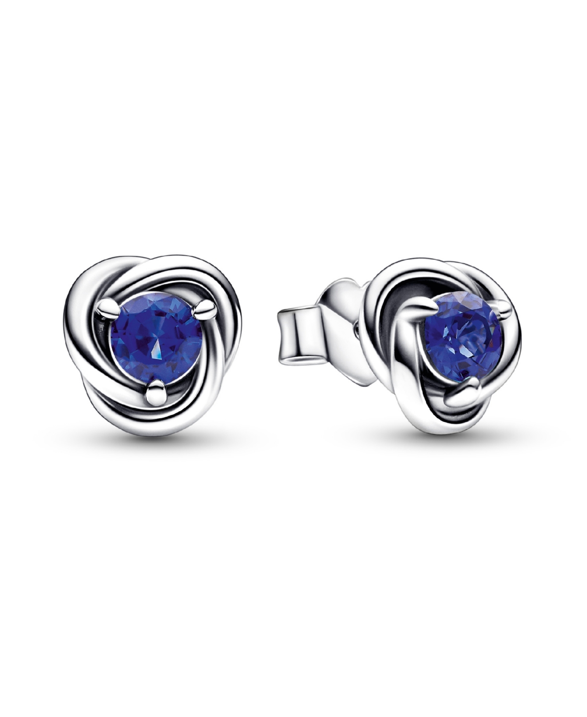 September Birthstone Eternity Circle Stud Earrings - Blue