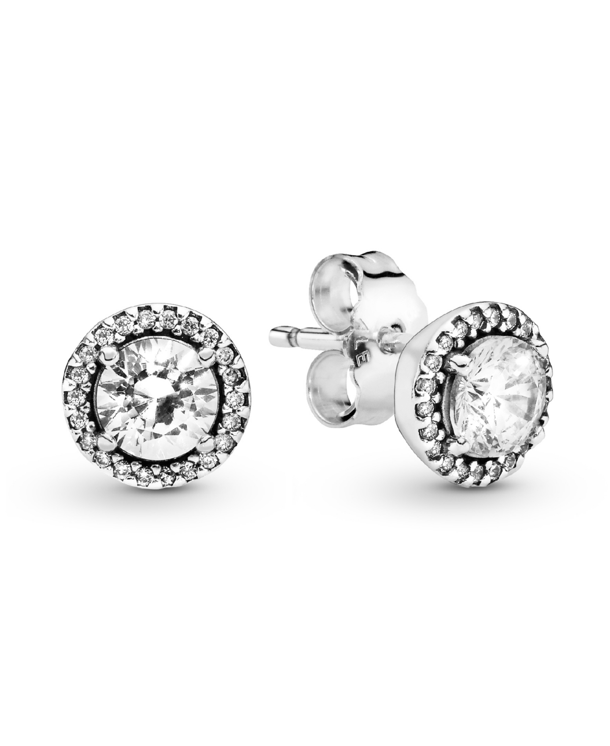Round Sparkle Stud Earrings - Silver
