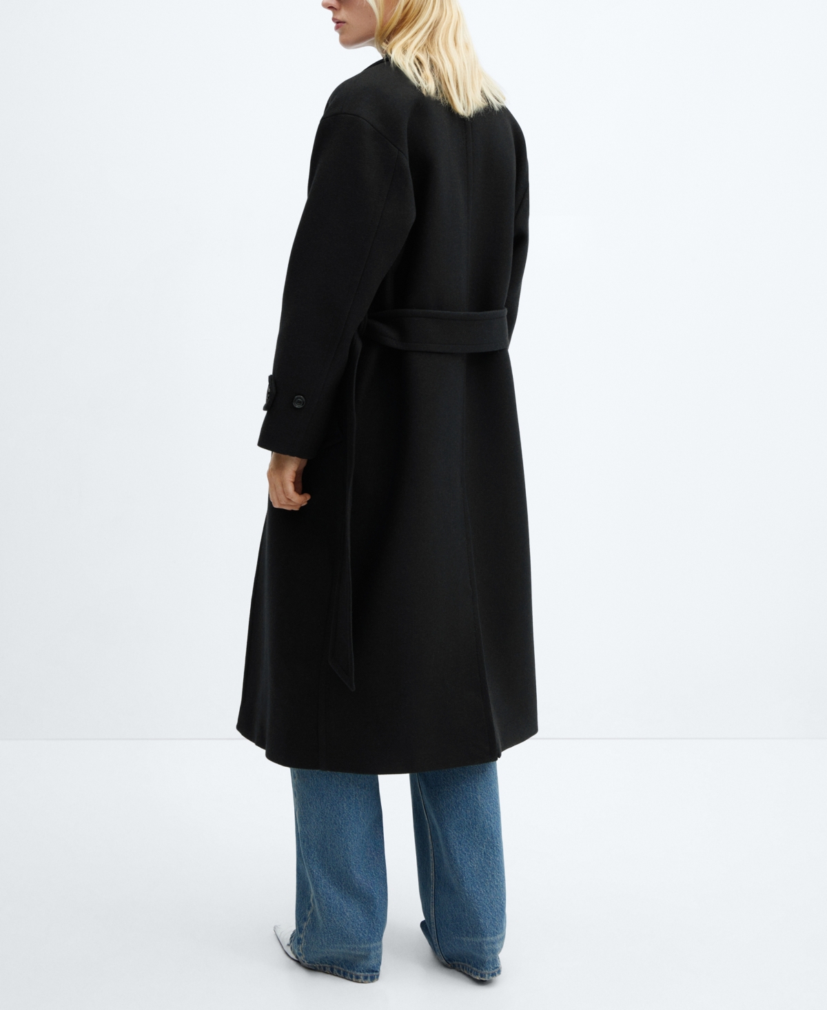 Shop Mango Women's Wide Lapel Wool-blend Coat In Black