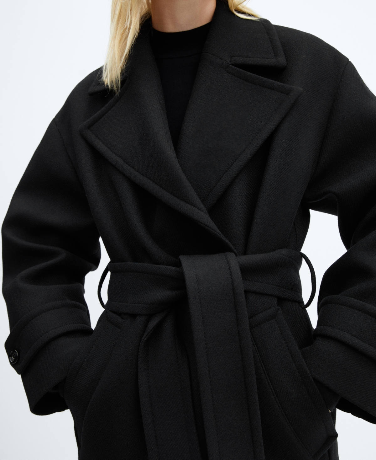Wide lapel wool-blend coat - Woman