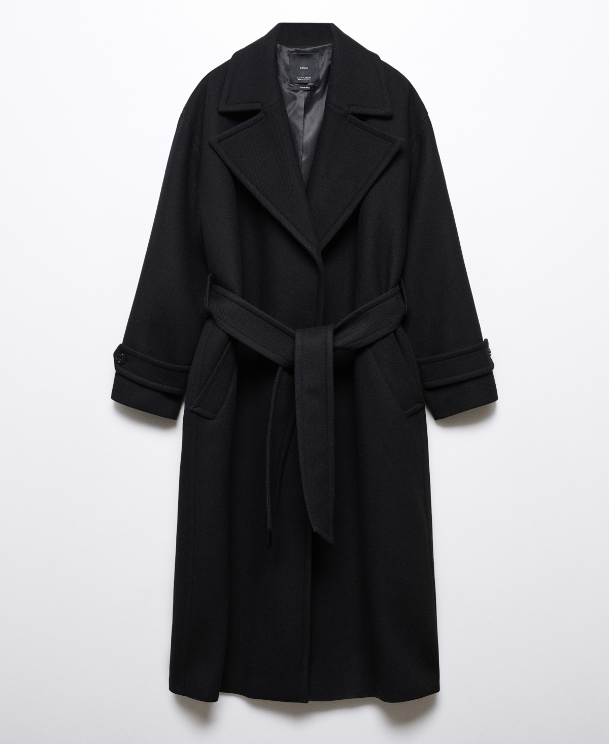 Shop Mango Women's Wide Lapel Wool-blend Coat In Black