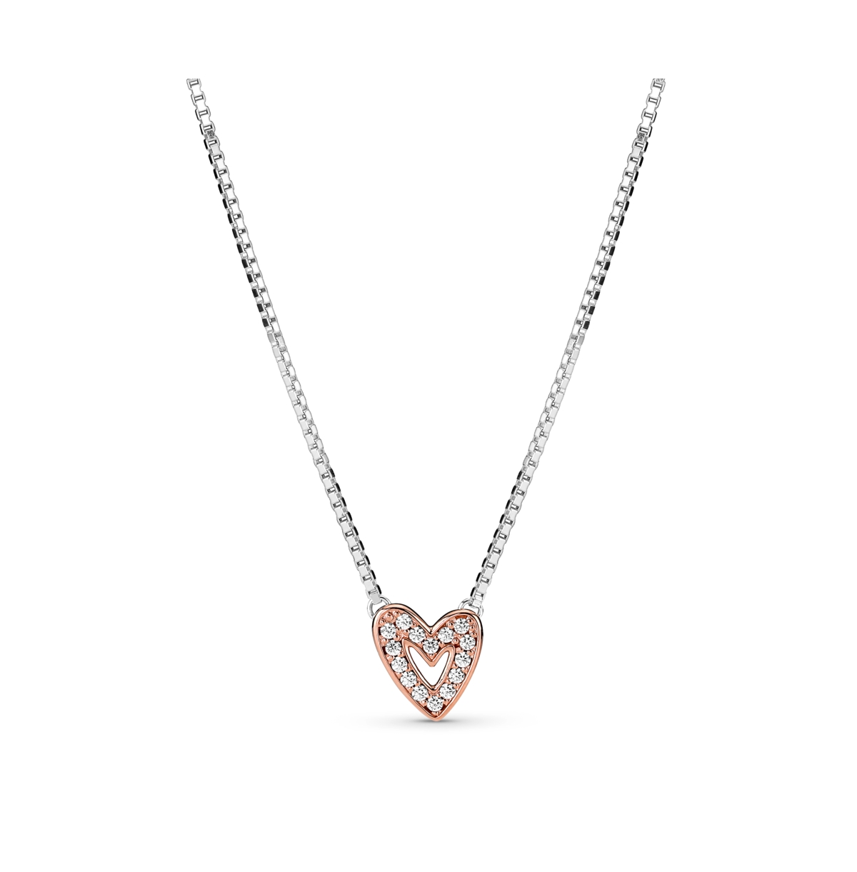 Pandora Moments 14k Rose Gold-plated Sparkling Cubic Zirconia Freehand Heart Necklace