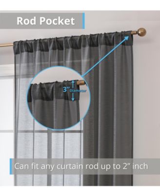 Lauren Semi Sheer Light Filtering Transparent Pocket Top & Back Tab Lightweight Window Curtains Drapery Panels Bedroom & Living Room, 2 Panels