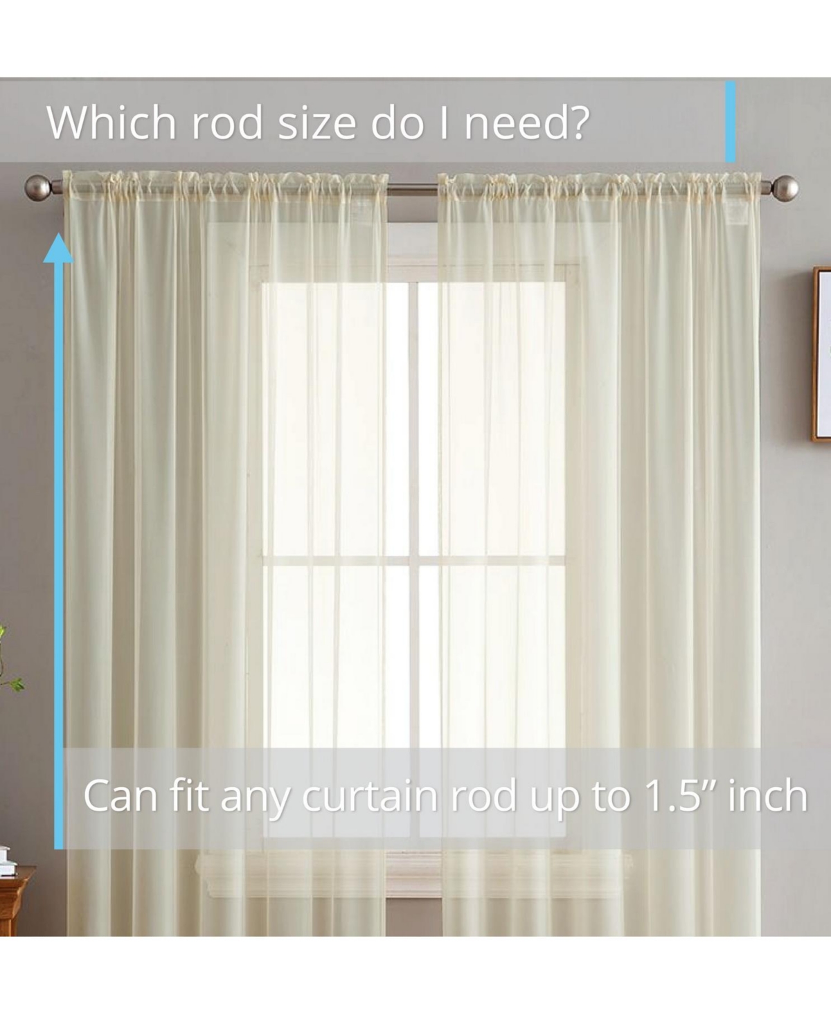 Hlc.me 2 Pack Sheer Voile Window Curtain Sheer Panels