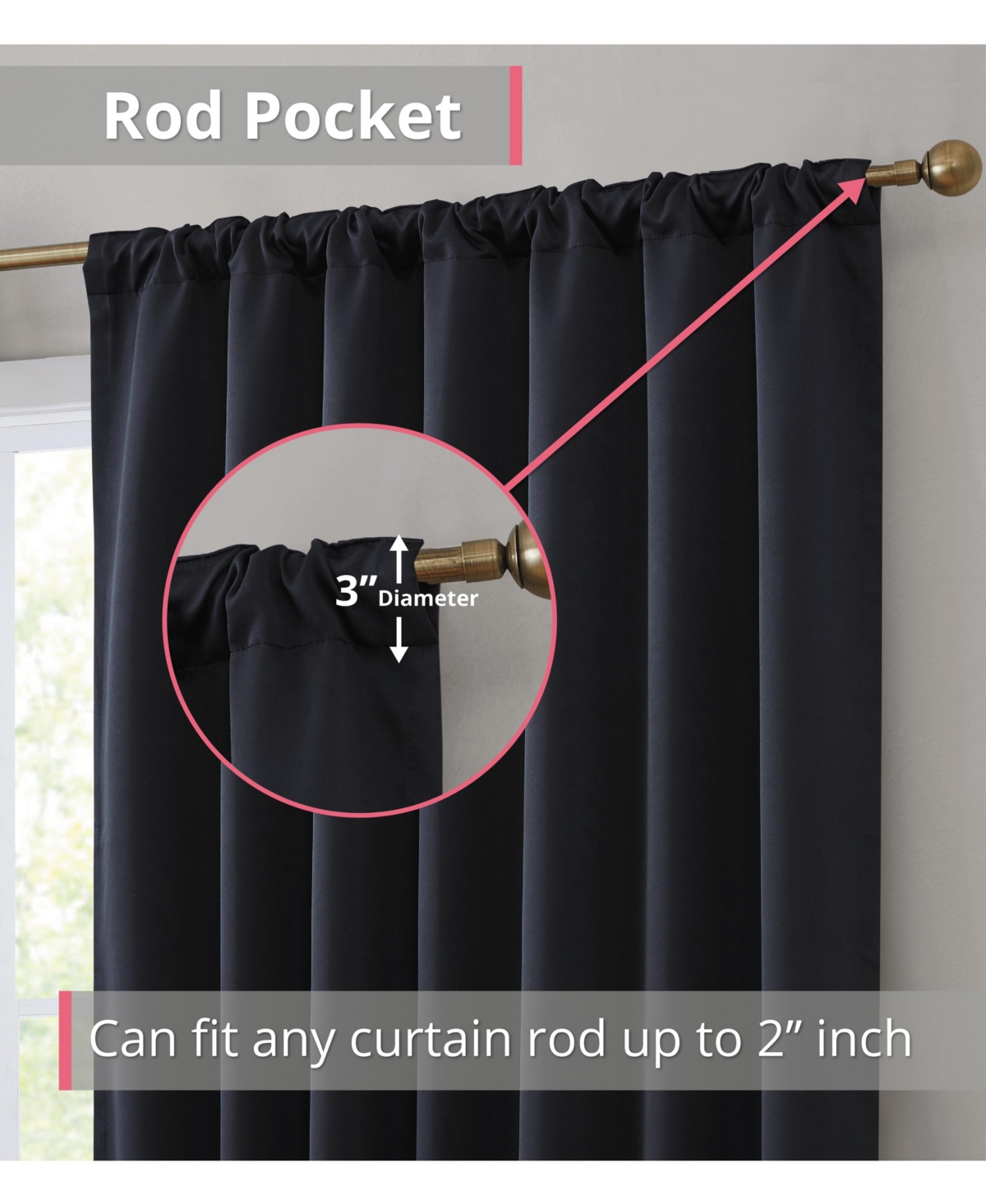 Hlc.me Hamilton 100% Complete Blackout Lined with Heavy Double Layer Thermal Insulated Energy Smart Rod Pocket Back Tab Window Curtains