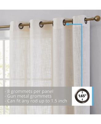 Abbey Faux Linen Textured Semi Sheer Privacy Sun Light Filtering Transparent Window Grommet Long Thick Curtains Drapery Panels for Bedroom & Living Room, 2 Panels