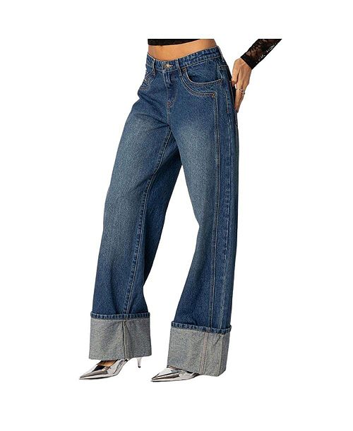alfani Edikted Women's Vesper Cuffed Low Rise Jeans Women's Fashion Shoes & Accessories