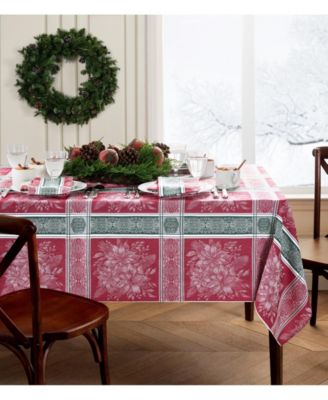 Elrene Poinsettia Plaid Table Linens Collection In Multi