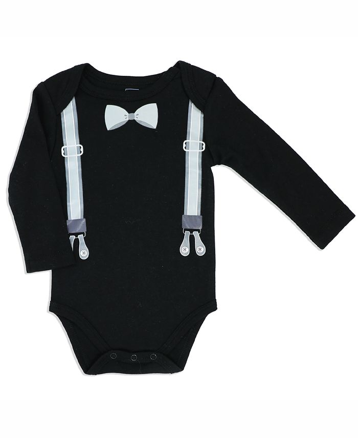 Baby Mode Baby Boys Suspender Bodysuit, Pants and Socks, 3 Piece Set