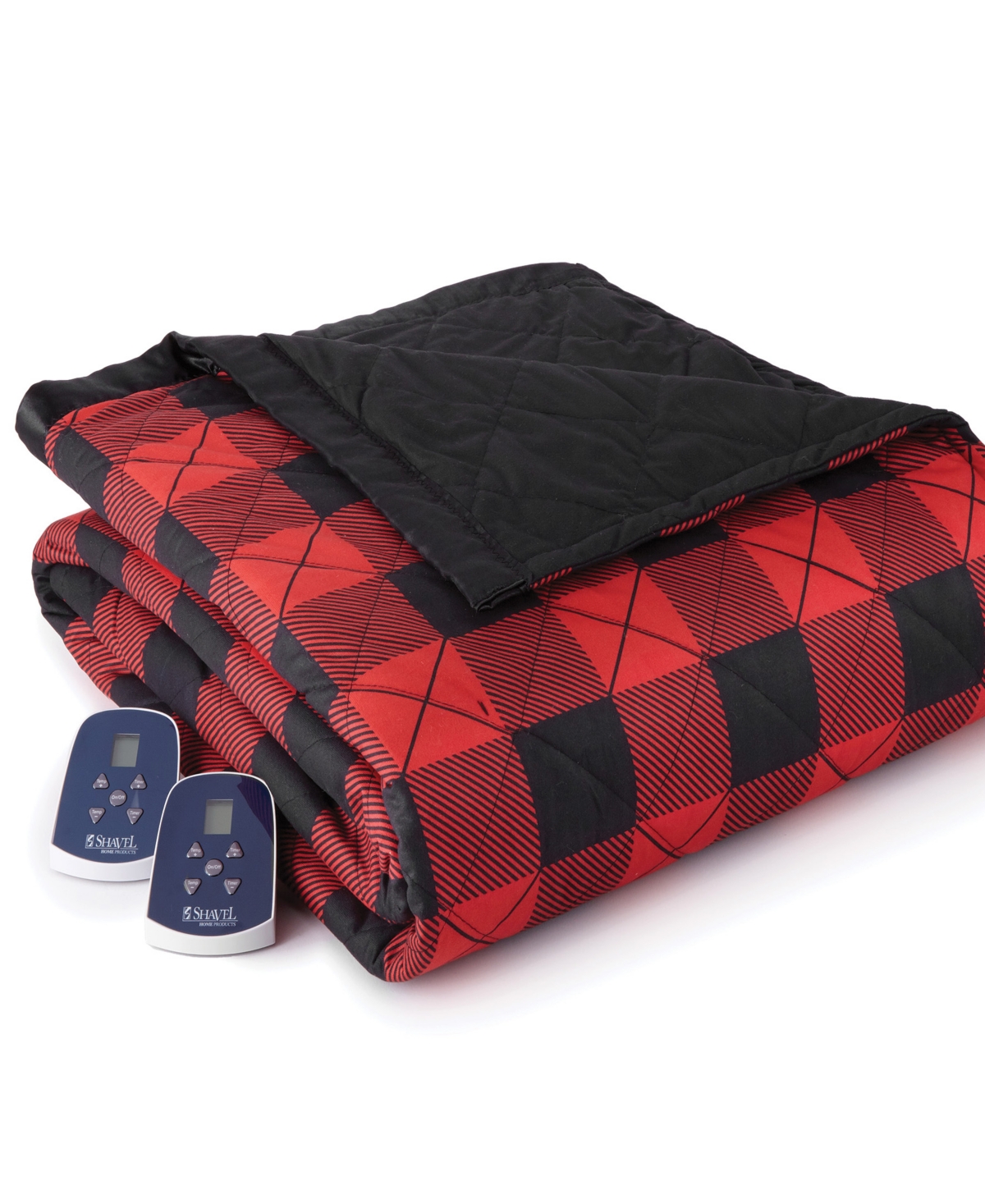 Shavel Micro Flannel 7 Layers Of Warmth King Electric Blanket In Buffalo Check Red