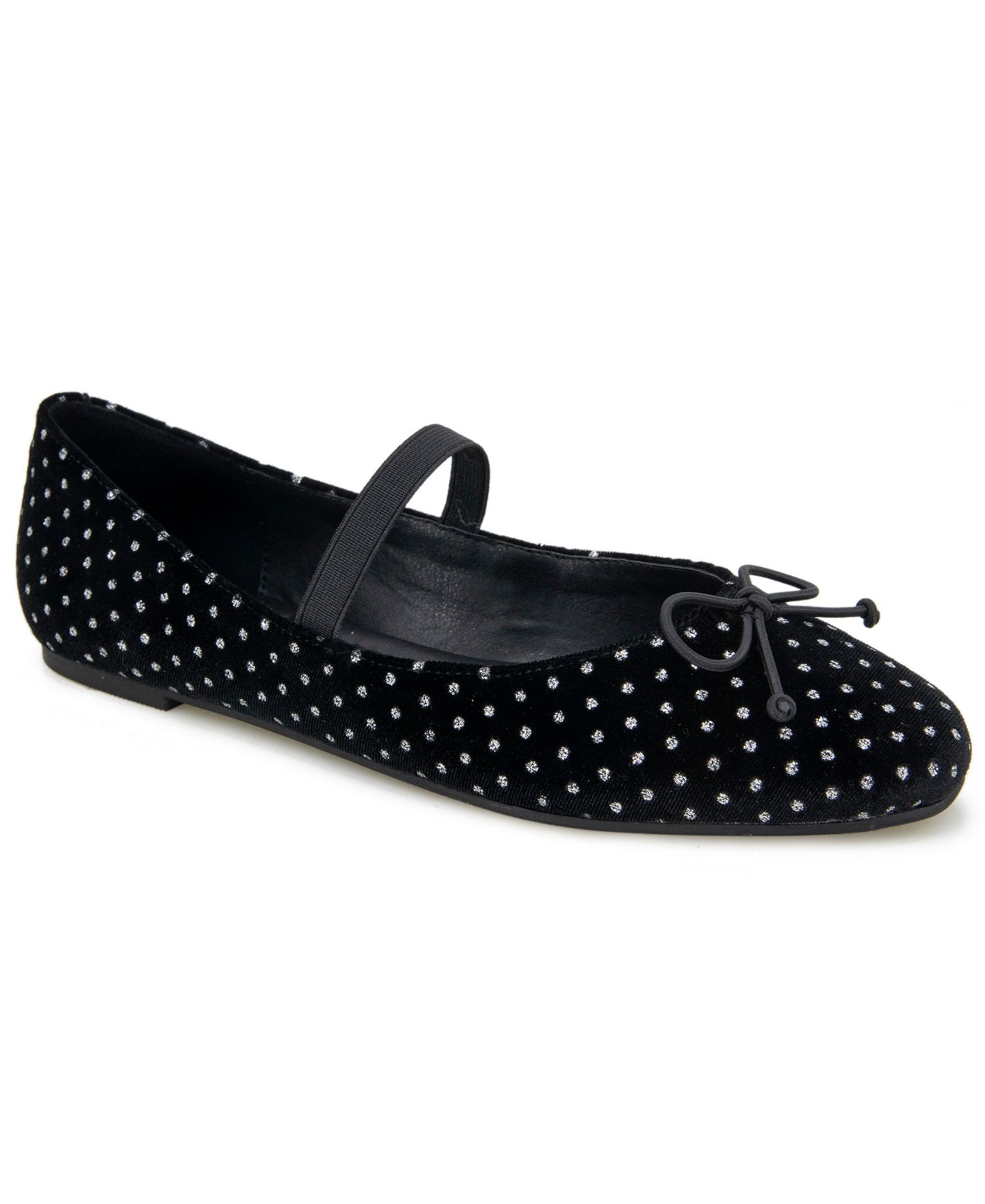 Женские балетки Kenneth Cole New York Myra Square Toe Ballet Flats, цвет: Чёрный / Серебристый — фото 1