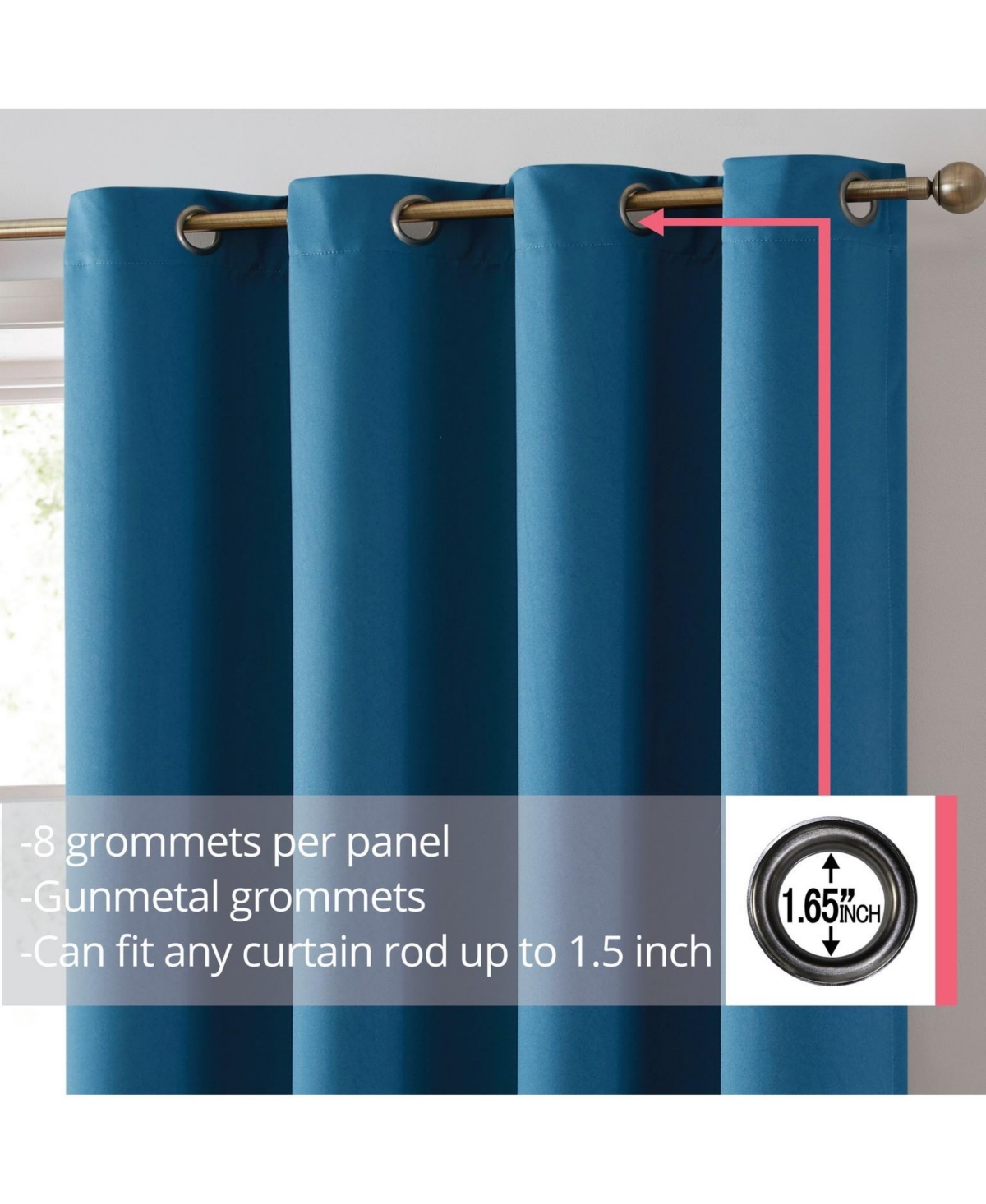 Hlc.me Laurance Full Shaded Blackout Curtains - Thermal Insulation Light Blocking Home Theater Grommet Window Drapery Basement Curtains, Set of 2 - Sa
