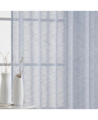 Penelope Faux Linen Textured Semi Sheer Privacy Sun Light Filtering Transparent Window Rod Pocket Thick Curtain Panels, Set of 2