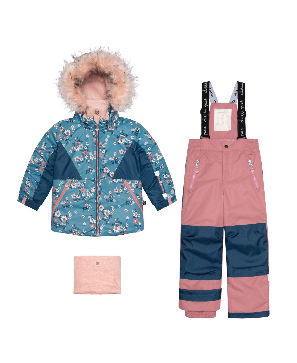 Two Piece Snowsuit Ancient Rose With Spring Flower Print