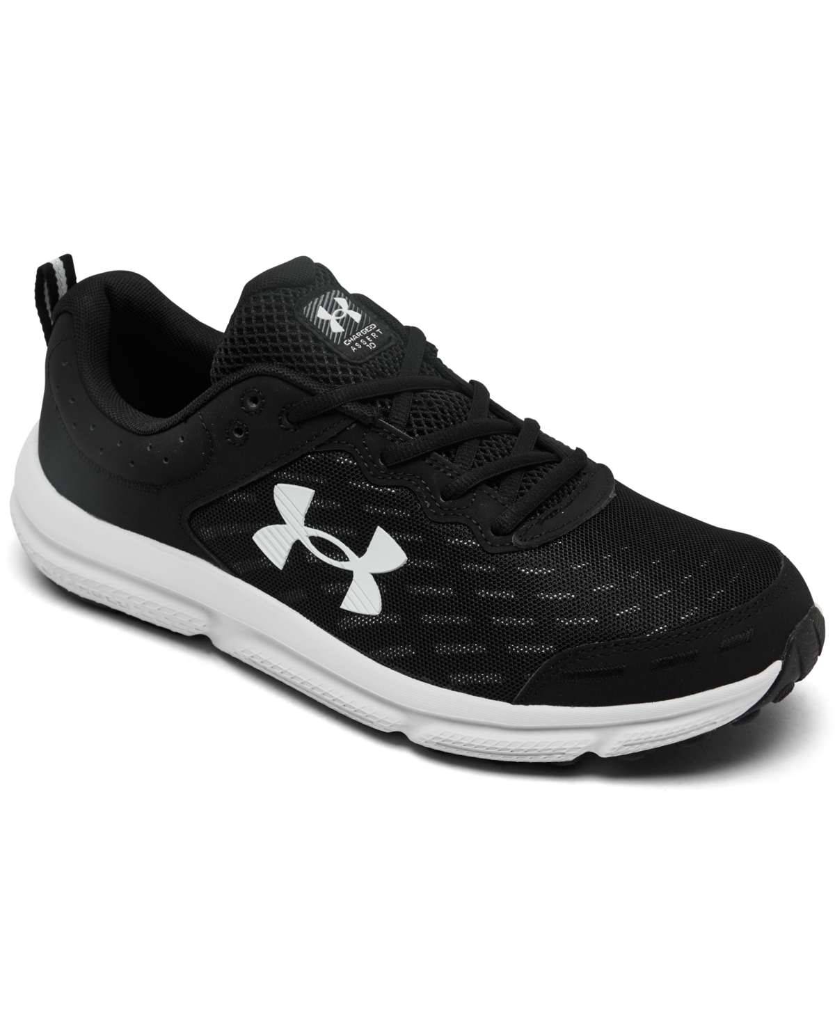 Under Armour Men's Charged Assert 10 Running Sneakers From Finish Line In Black,white