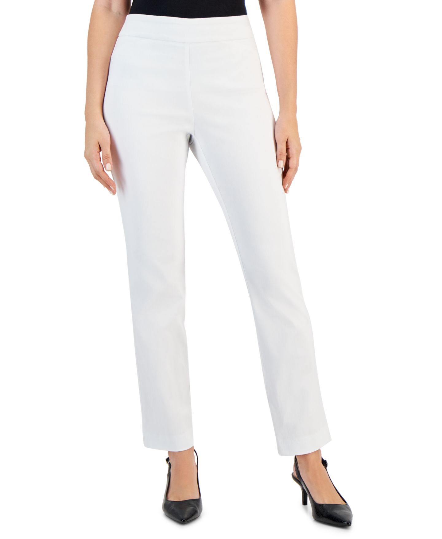 Женские брюки JM Collection Petite Tummy-Control Cambridge Stretch Slim-Leg, цвет: Яркий белый — фото 1