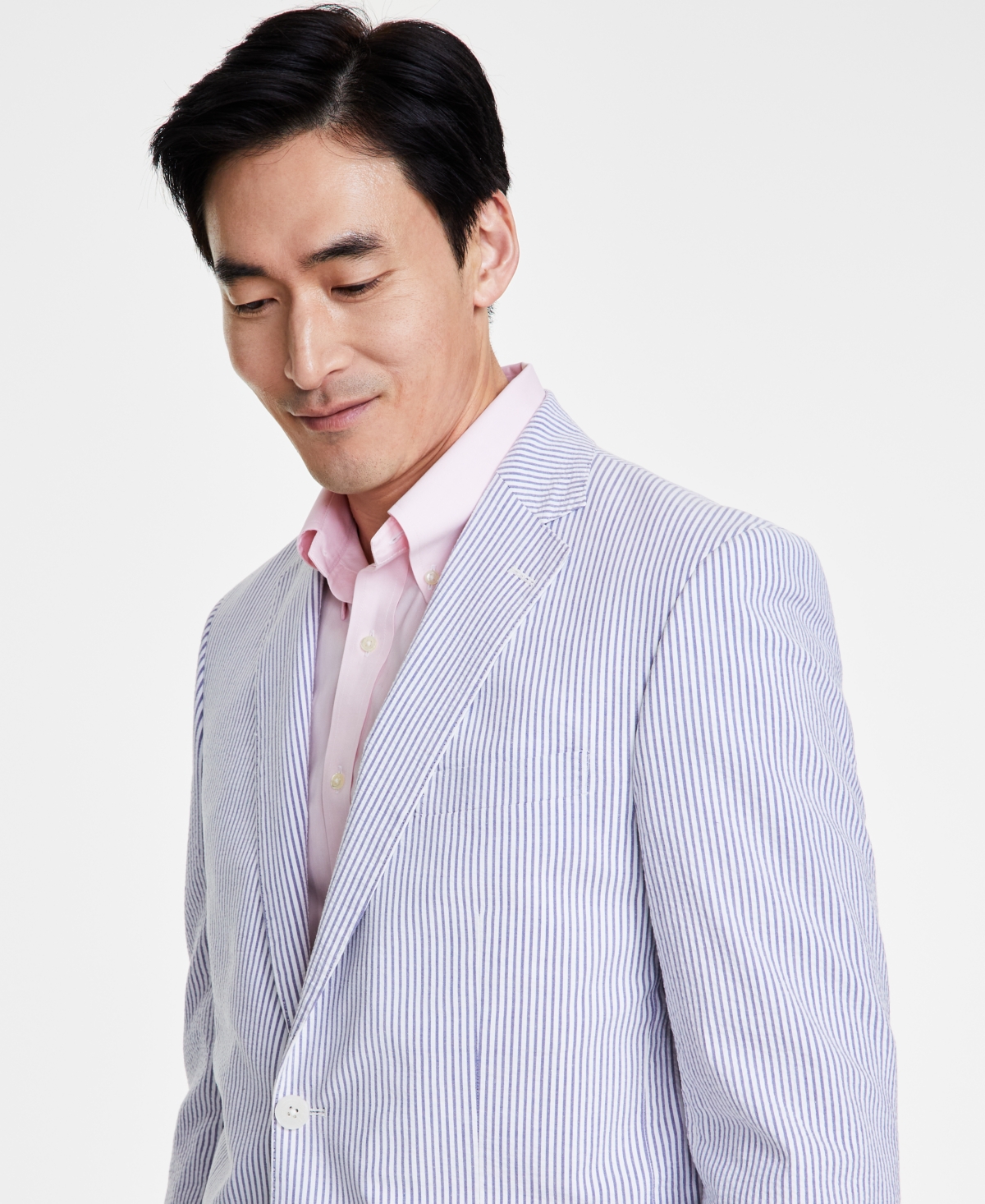 B by Brooks Brothers Men's Classic-Fit Stretch Stripe Seersucker Sport Coat