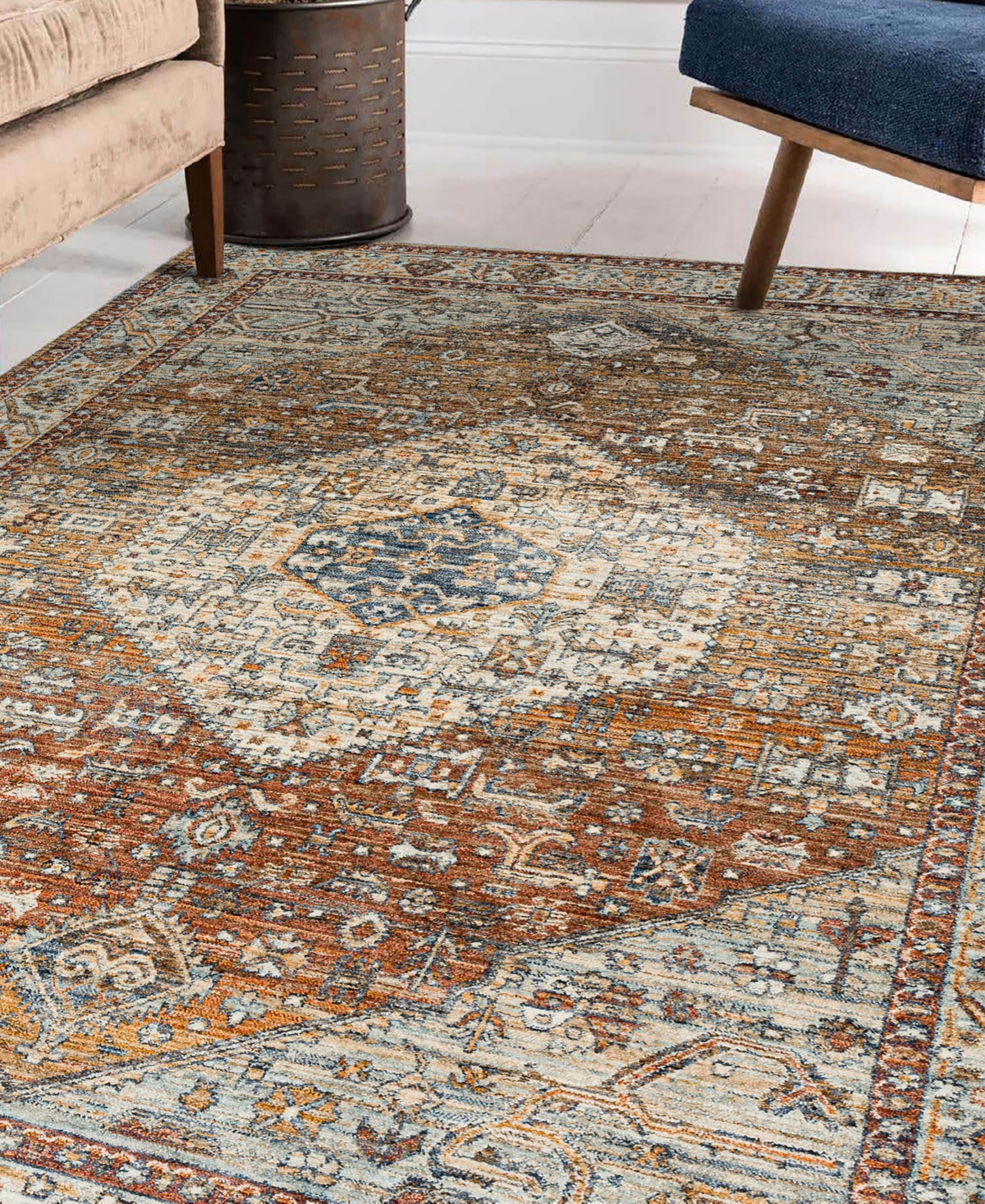 D Style Bergama Be1 9' X 13'2" Area Rug In Paprika