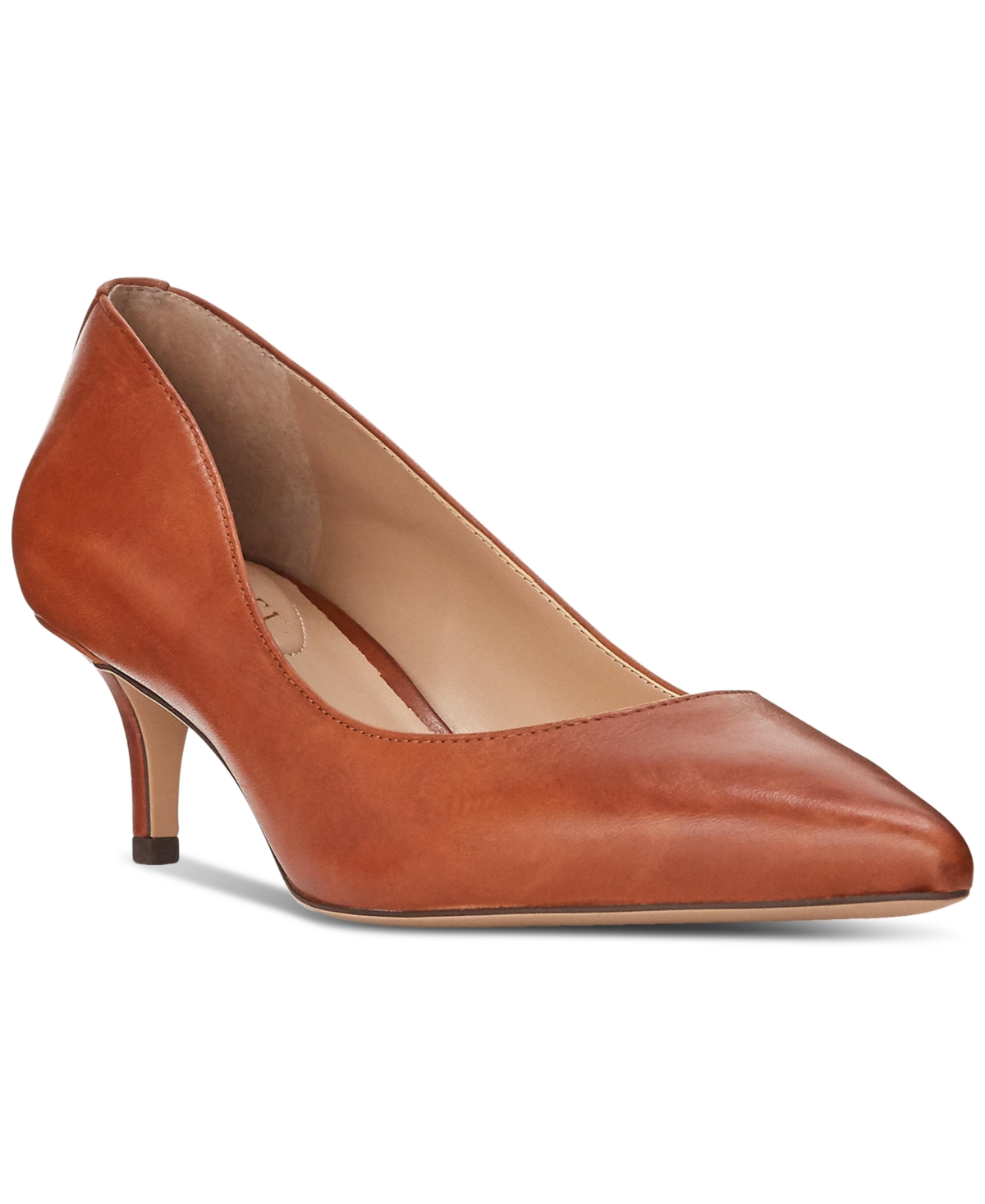Ralph Lauren Lauren  Adrienne Leather Pump Woman Pumps Brown Size 9.5 Leather In Brown