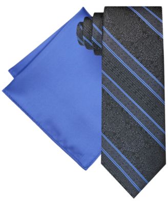 Steve Harvey - Men's Tapestry Stripe Tie & Pocket Square Set